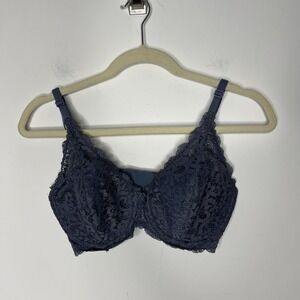 Victorias Secret Bra Womens 34DD Blue Body By Victoria Lined Demi Lace